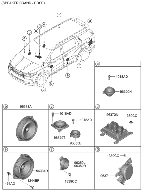 2023 Kia Carnival Speaker Assembly-Rr,LH Diagram for 96360R0300