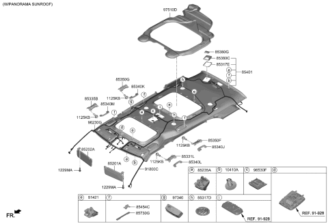 2023 Kia Carnival Sunvisor & Head Lining Diagram 2