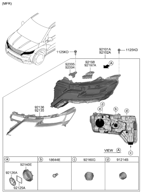 2023 Kia Carnival Lamp Assembly-Head,LH Diagram for 92101R0020