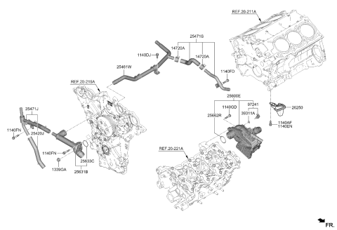2022 Kia Carnival Coolant Pipe & Hose Diagram