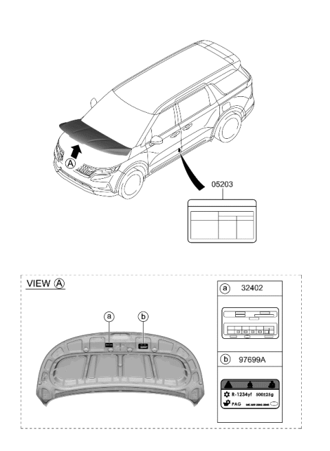 2023 Kia Carnival Label-Tire Pressure Diagram for 05203R0500