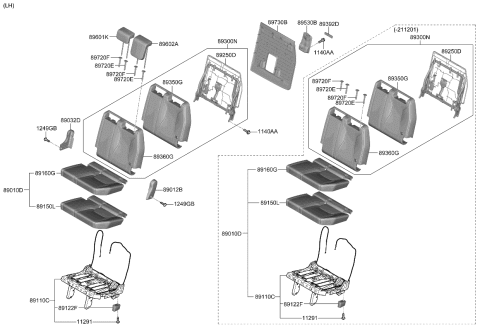 2023 Kia Carnival Pad Assembly-3RD Cushion Diagram for 89A15R0060