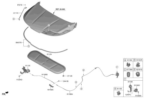 2024 Kia Carnival Latch Assembly-Hood Diagram for 81130R0000