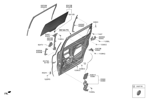 2022 Kia Carnival Run-Rr Dr Window GLA Diagram for 83530R0000