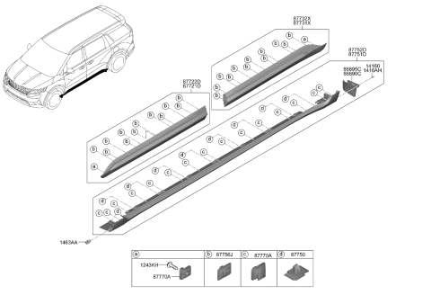 2024 Kia Carnival GARNISH Assembly-Rr Dr S Diagram for 87731R0100