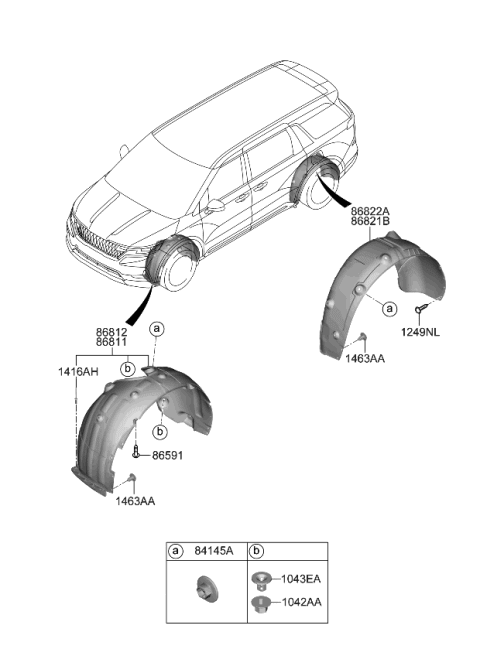 2024 Kia Carnival Guard Assembly-Front WHE Diagram for 86811R0000