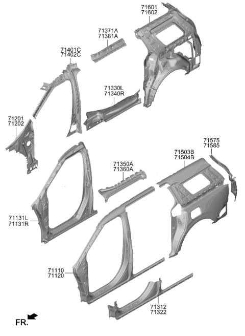 2023 Kia Carnival Side Body Panel Diagram