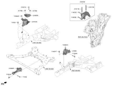 2022 Kia Carnival Engine & Transaxle Mounting Diagram