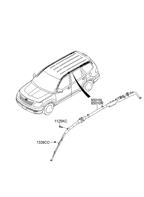 2008 Kia Borrego Curtain Air Bag Module, Right Diagram for 850202J000