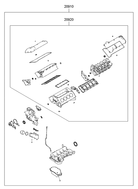 2011 Kia Borrego Gasket Kit-Engine OVEAUL Diagram for 209203FA01