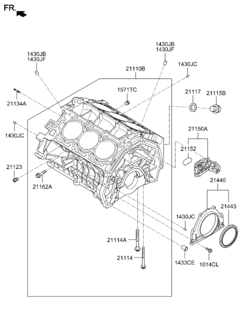 2012 Kia Borrego Block Sub Assembly-Cylinder Diagram for 211103C250