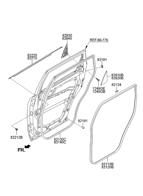 2009 Kia Borrego MOULDING Assembly-Rear Door Diagram for 838402J000