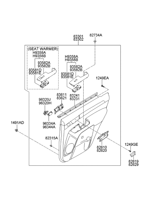 2010 Kia Borrego Panel Complete-Rear Door Diagram for 833012J190WK