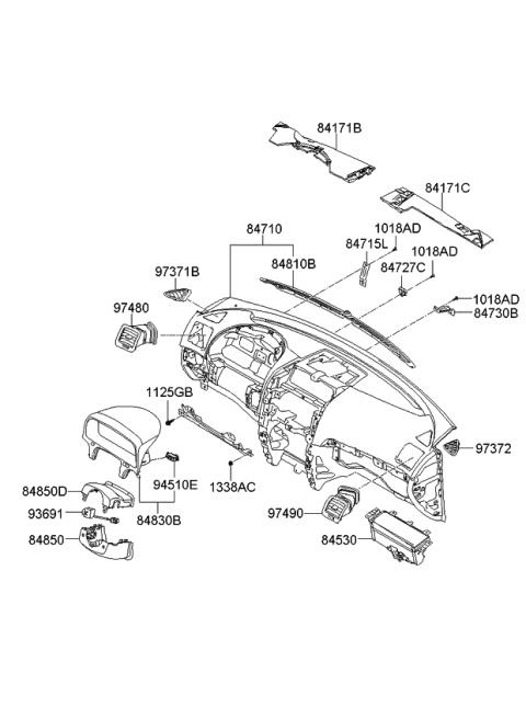 2010 Kia Borrego Panel Assembly-Cluster Facia Diagram for 848302J000WK