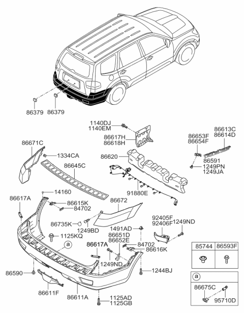 2009 Kia Borrego Bracket-Rear Bumper Side Diagram for 866562J000