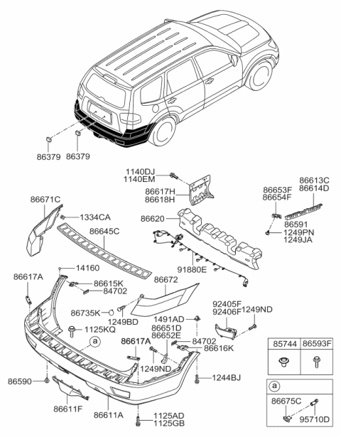 2009 Kia Borrego ABSORBER-Rear Bumper Diagram for 866202J010