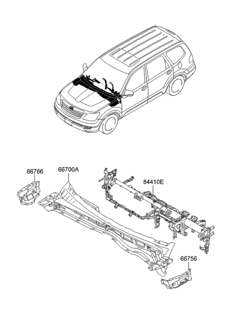 2011 Kia Borrego Cowl Panel Diagram