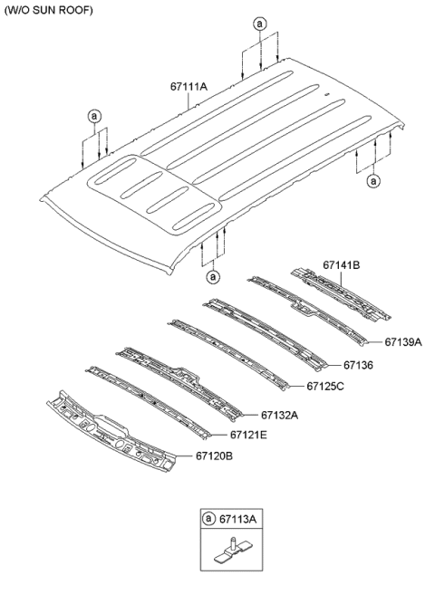 2010 Kia Borrego Rail-Roof Center NO5 Diagram for 671392J000