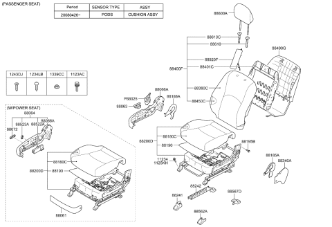 2011 Kia Borrego Back Assembly-Front Seat Pa Diagram for 884062J370ACH