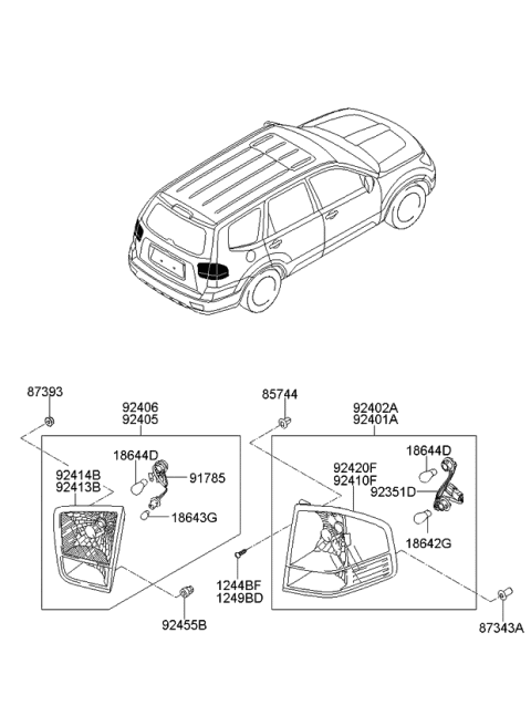 2009 Kia Borrego Lamp Assembly-Rear Combination Diagram for 924022J001