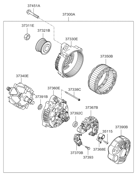 2011 Kia Borrego Alternator Diagram 1