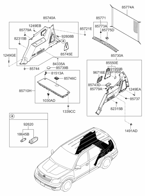 2010 Kia Borrego Net Assembly-Luggage Diagram for 857902J100