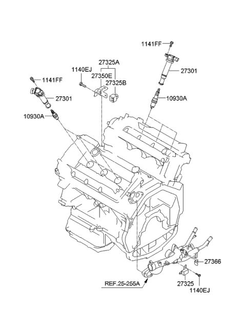 2008 Kia Borrego Spark Plug & Cable Diagram 1