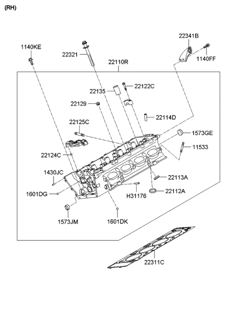 2011 Kia Borrego Cylinder Head Diagram 3