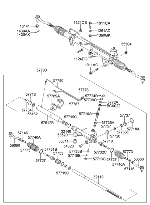 2010 Kia Borrego Power Steering Gear Box Diagram