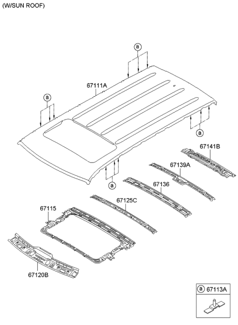 2010 Kia Borrego Ring Assembly-Sunroof Reinforcement Diagram for 671152J000