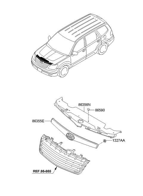 2010 Kia Borrego Radiator Grille Diagram