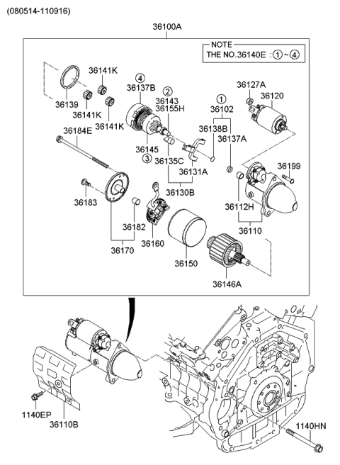 2012 Kia Borrego Starter Diagram 1