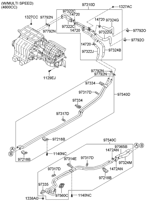 2008 Kia Borrego Hose-Water Outlet Diagram for 973122J020