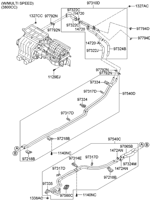 2008 Kia Borrego Heater System-Heater & Evaporator Diagram 4