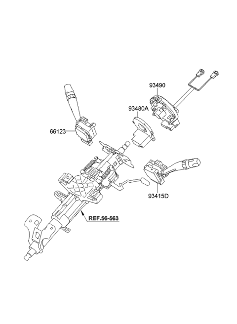 2010 Kia Borrego Lever Assembly-Lighting Diagram for 934102J010