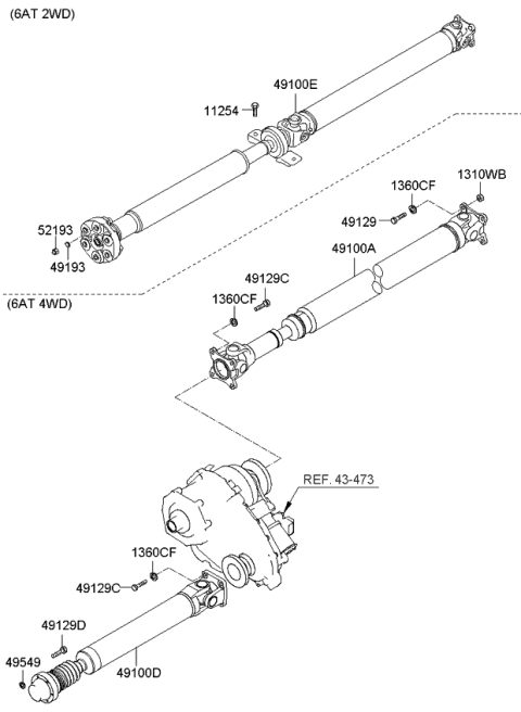 2011 Kia Borrego Propeller Shaft Diagram