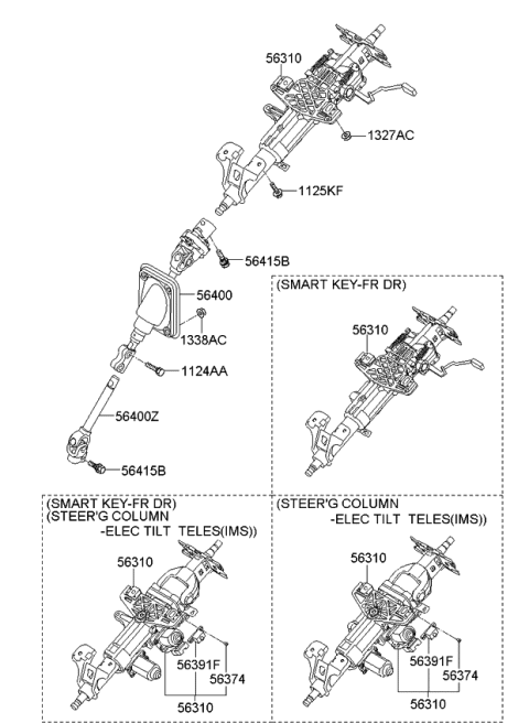 2008 Kia Borrego Column Assembly-Upper Diagram for 563102J100