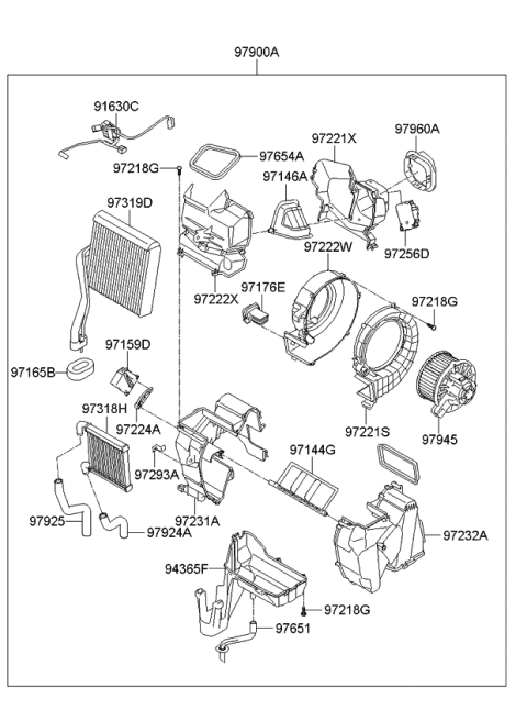 2010 Kia Borrego Duct Assembly-Rear Air Conditioner Diagram for 979702J000