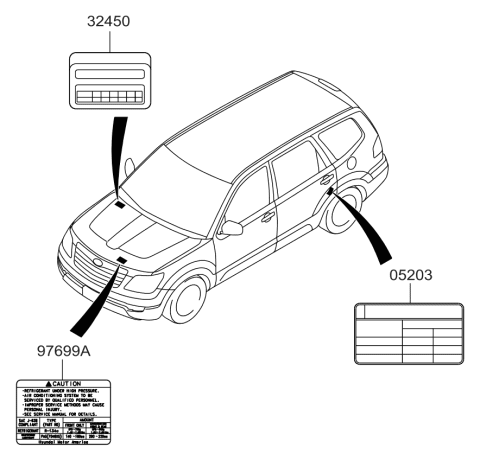 2009 Kia Borrego Label-Emission Control Diagram for 324503C711