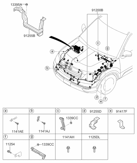 2011 Kia Borrego Wiring Assembly-Front Diagram for 912202J260