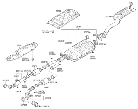 2009 Kia Borrego Front Exhaust Pipe Diagram for 286102J200