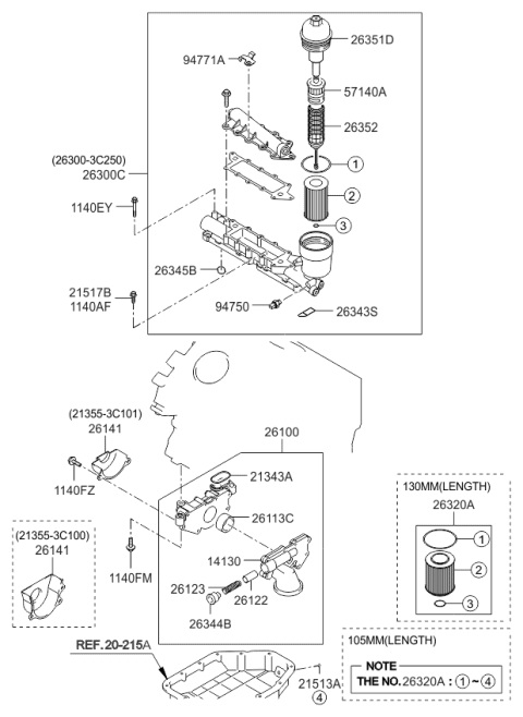 2009 Kia Borrego Front Case & Oil Filter Diagram 1