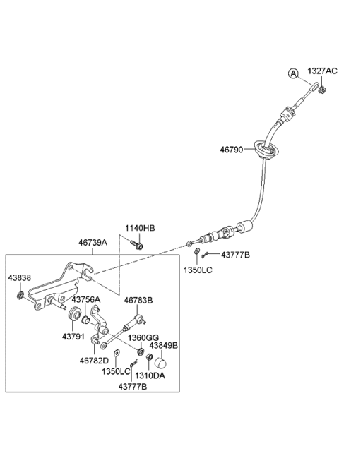 2012 Kia Borrego Shift Lever Control Diagram 2