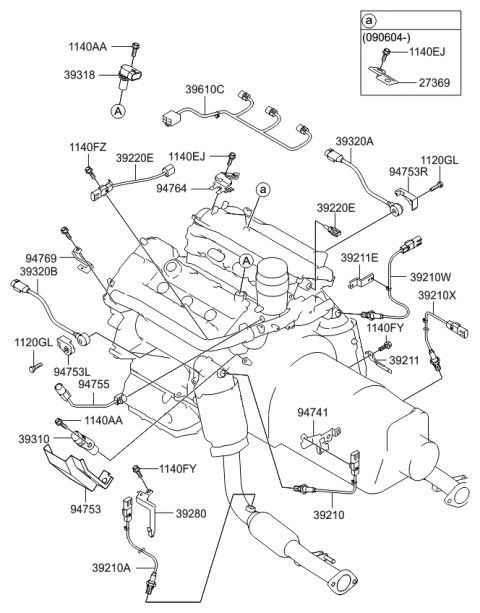 2012 Kia Borrego Crank Angle Sensor Diagram for 393103C200