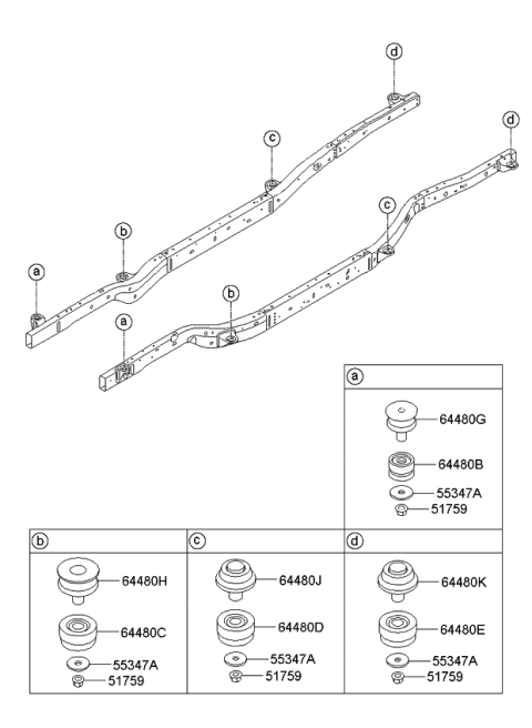 2008 Kia Borrego Rubber Assembly-Body Mounting Diagram for 633102J000