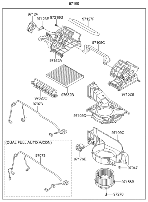 2009 Kia Borrego Heater System-Heater & Evaporator Diagram 3