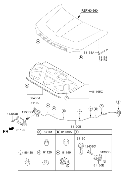 2010 Kia Borrego Pad Assembly-Hood INSULA Diagram for 811242J000