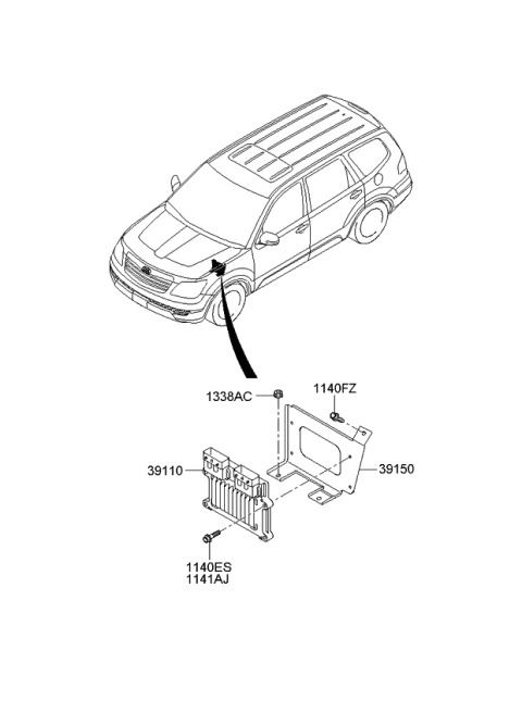 2009 Kia Borrego Engine Ecm Control Module Diagram for 391063C711