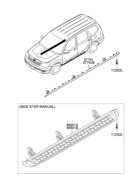 2011 Kia Borrego Step Assembly-Side,LH Diagram for 875102J000