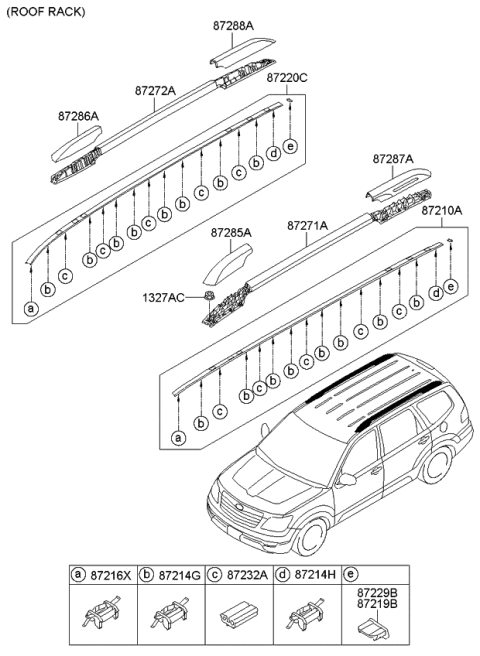 2012 Kia Borrego Roof Garnish & Roof Rack Diagram 2